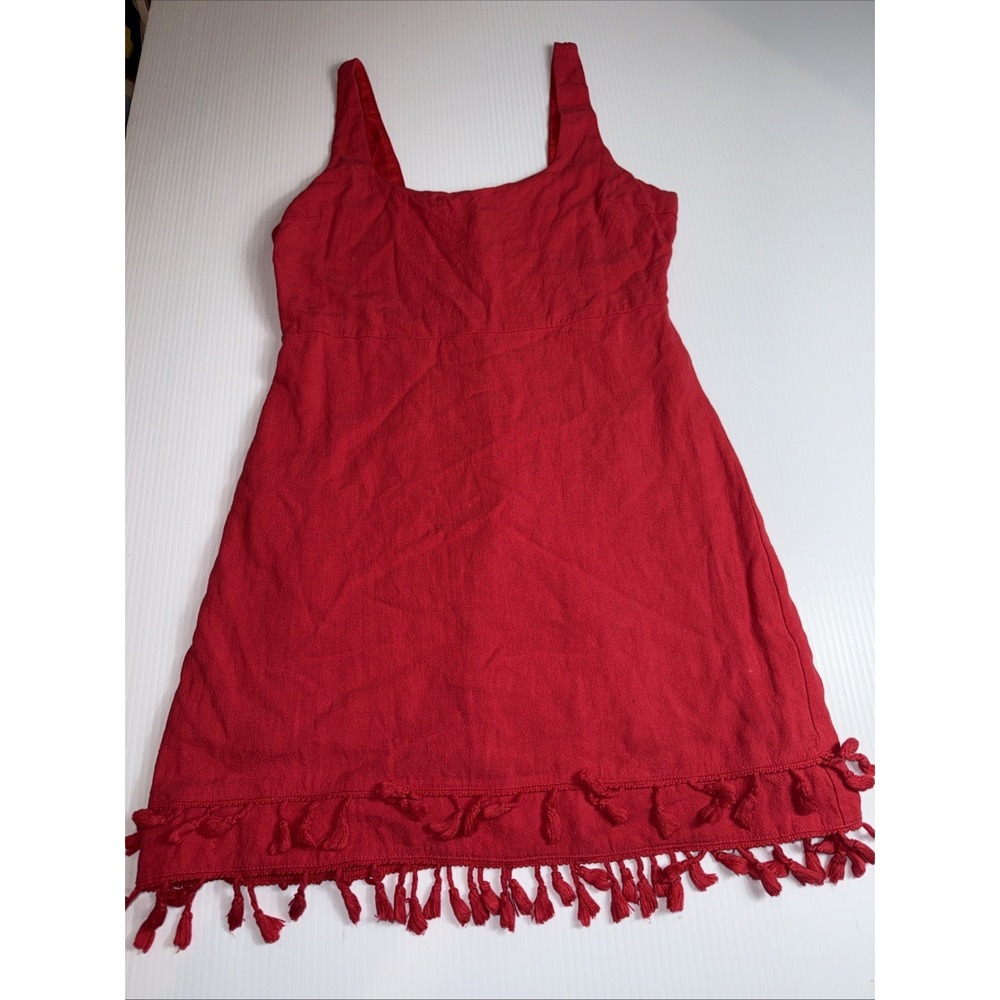 Lulus - Women's Feel The Sunshine Tassel Mini‎ Sleeveless Dress Red Size M